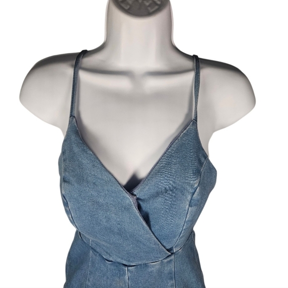 Highway Jeans Spaghetti Strap Jumpsuit Size Small Sleeveless Stretch Blue Denim - Picture 2 of 16
